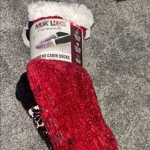 Muk Luks Women's Red Cabin Socks
